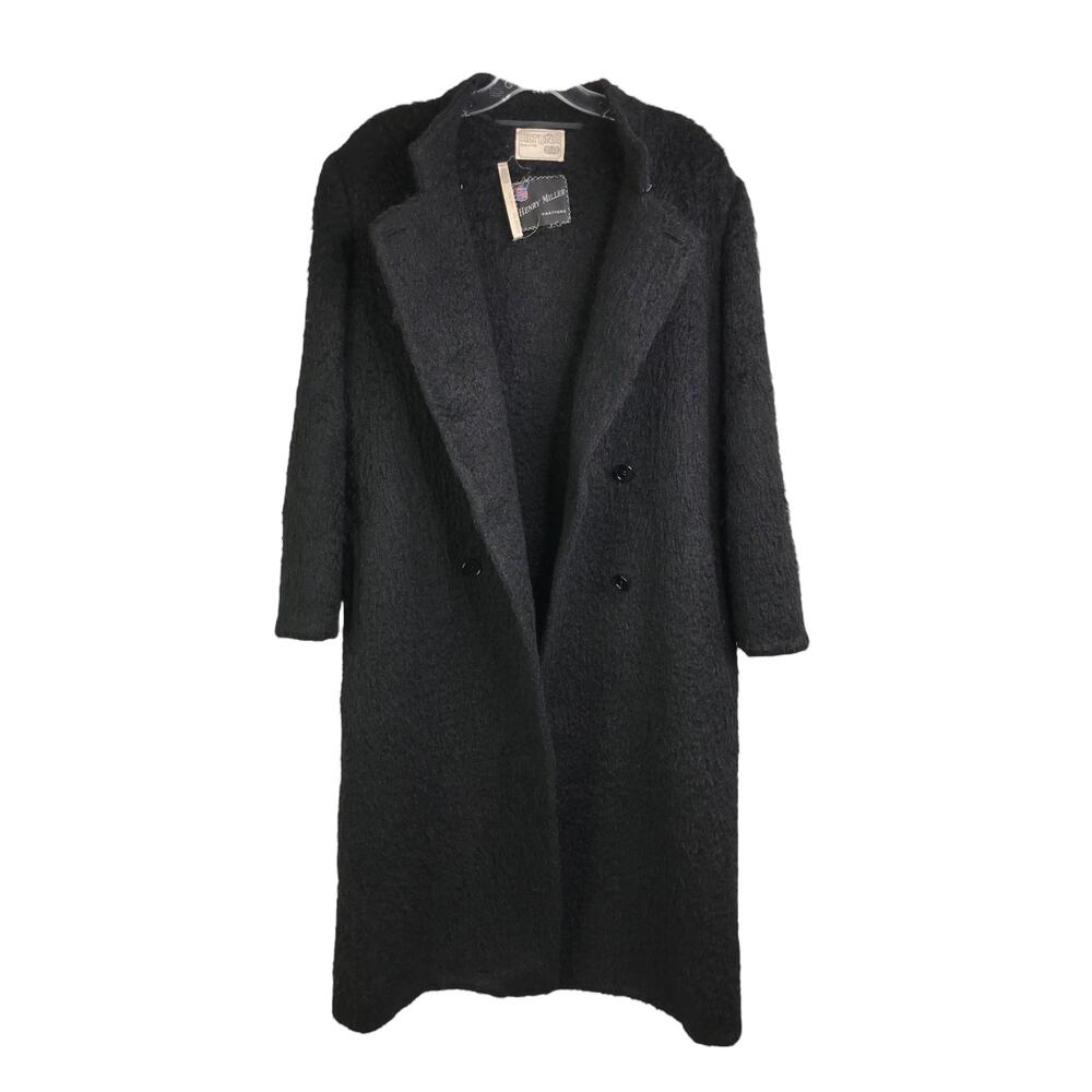 Vintage‎ Altuna Wool/Mohair Coat Womens Black Double Breasted Italy Old Money